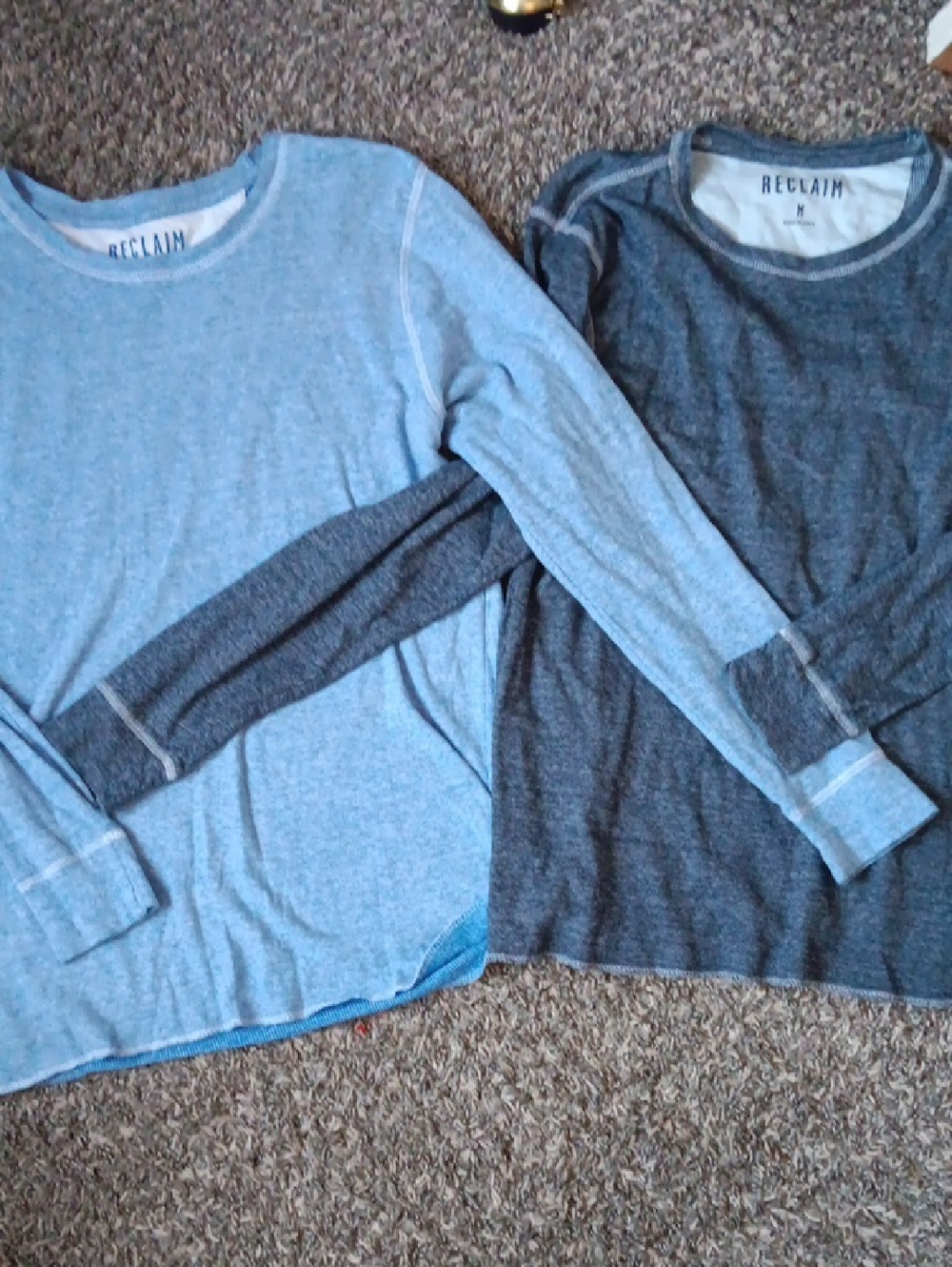 RECLAIM Mens Long Sleeve Shirts (2!) Light And Dark Blue